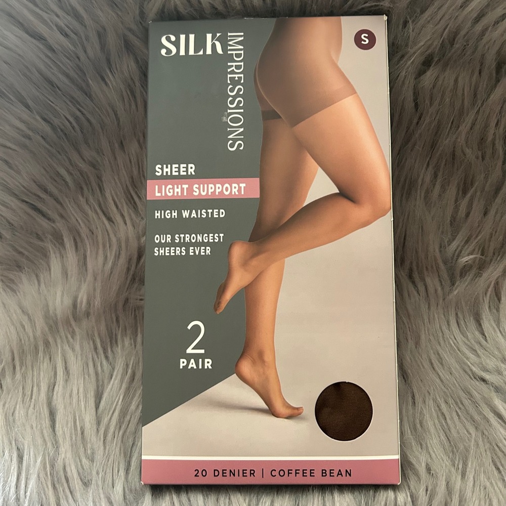 Silk Impressions Light Support Sheer Tights Women Small Coffee Bean High Waisted